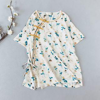 Short-sleeve Floral Hanfu Top