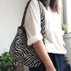Zebra Print Cotton Shoulder Bag Black & White - One Size