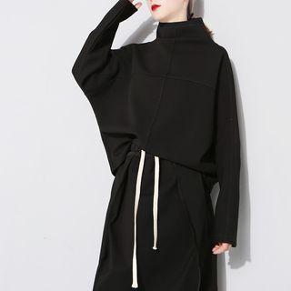 Plain Turtleneck Long-sleeve Sweatshirt