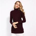 High-neck Cable-knit Sweater Dress