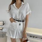 Cap-sleeve Plain Cotton Shirt