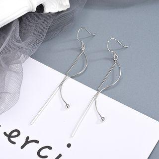 925 Sterling Silver Swirl & Bar Fringed Earring Es878 - One Size