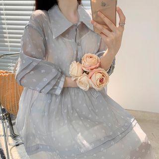 Print Midi A-line Shirt Dress