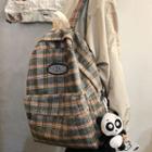 Panda Charm Plaid Nylon Backpack