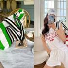 Tagged Stripe Canvas Tote Bag