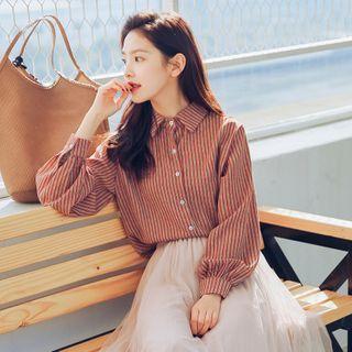 Striped Long-sleeve Shirt Red - M
