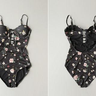 Lace-up Floral Print Swimsuit