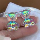 Holographic Bear Stud Earring 1 Pair - Stud Earring - Iridescent - One Size