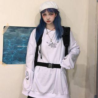 Angel Print Sweatshirt White - One Side
