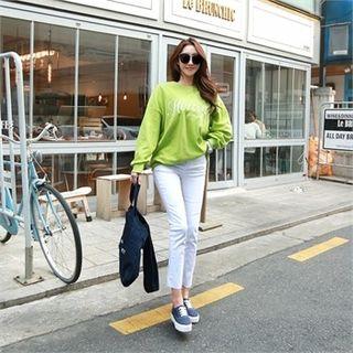 Lettering-embroidered Loose-fit Sweatshirt