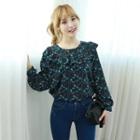 Floral Patterned Cape-collar Top