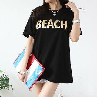 Round-neck Letter Embroidered T-shirt