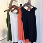 Solid Color Hem Bamboo Cotton Tank Top