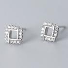925 Sterling Silver Rhinestone Square Earring 1 Pair - S925 Silver Earrings - Silver - One Size