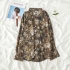 Floral Print Long Sleeve Shirt As Shown In Figure - One Size