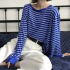 Striped Long-sleeve T-shirt White Stripe - Blue - One Size