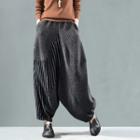 Knit Panel Harem Pants As Shown In Figure - One Size