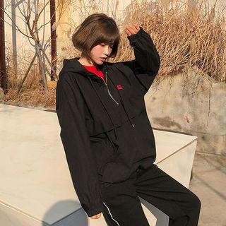Zip-detail Hooded Top