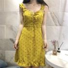 Ruffle Strap Dotted A-line Dress
