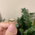 Heart Rhinestone Sterling Silver Open Ring K717 - Gold - One Size