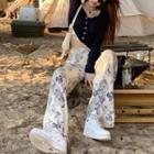 Floral Wide Leg Pants / Long-sleeve Top