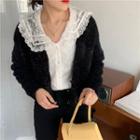 Layered Collar Lace Blouse / V-neck Cardigan