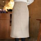Wool Blend Midi A-line Skirt