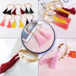 Tassel Open Bangle 5372 - Pink - One Size