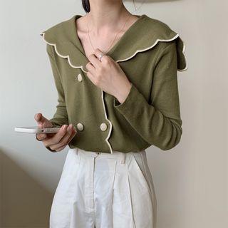 Contrast Frill Trim Plain Blouse