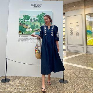 Embroidery Long Empire Dress