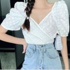 Puff-sleeve Tie-waist Cropped Blouse