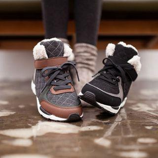 Lace-up Faux-fur Sneakers