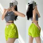 Cut-out Crop Tank Top / High Waist Shorts