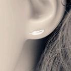 Feather 925 Sterling Silver Stud Earring White - One Size