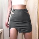 Asymmetrical Silt Mini Pencil Skirt