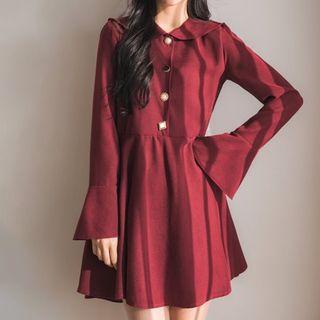 Jewel-buttoned A-line Dress