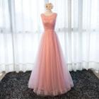 Embellished Panel Tulle Evening Gown