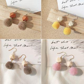 Bobble & Wood Dangle Earring