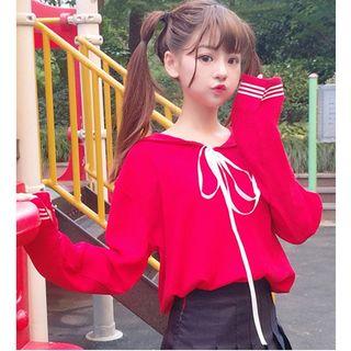 Tie Neck Pullover Red - One Size