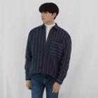 Pocket-front Stripe Flannel Shirt