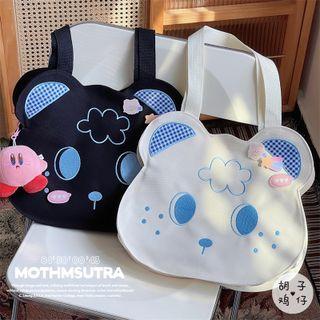 Bear Embroidered Tote Bag / Bag Charm / Set