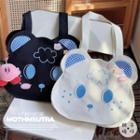 Bear Embroidered Tote Bag / Bag Charm / Set