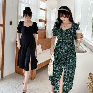 Puff-sleeve Ruched Front Dress