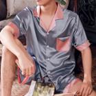 Loungewear Set : Short-sleeve Panel Shirt & Shorts