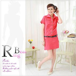 Tab-sleeve Shirtdress With Belt