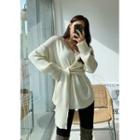 Self-tie Wrap-front Knit Top Ivory - One Size