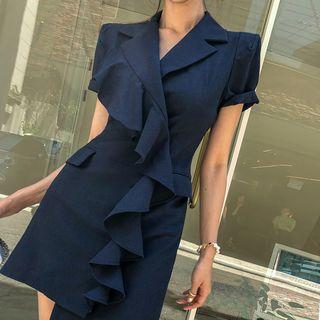 Ruffle-trim Mini Coatdress