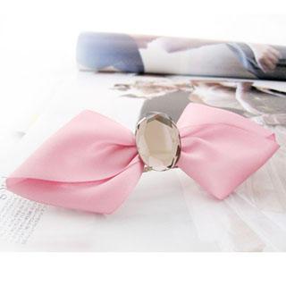 Diamond Bow Hair Pin -pink One Size