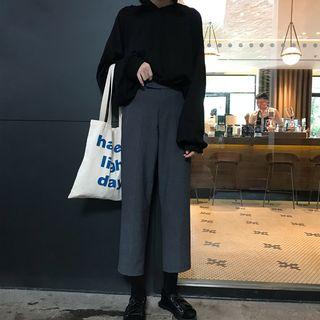 Cropped Straight-cut Pants / Striped Long-sleeve T-shirt