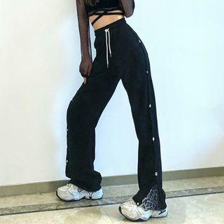 Leopard Print Panel Wide Leg Sweatpants